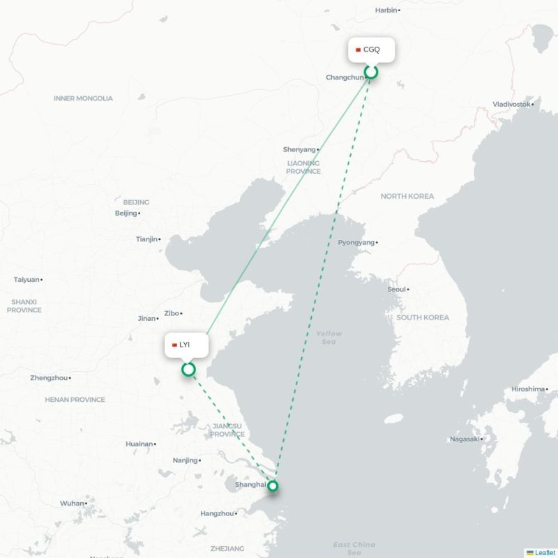 CGQ - LYI route map