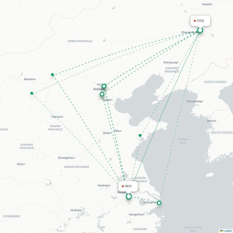 CGQ - NKG route map