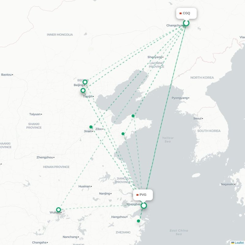 CGQ - PVG route map