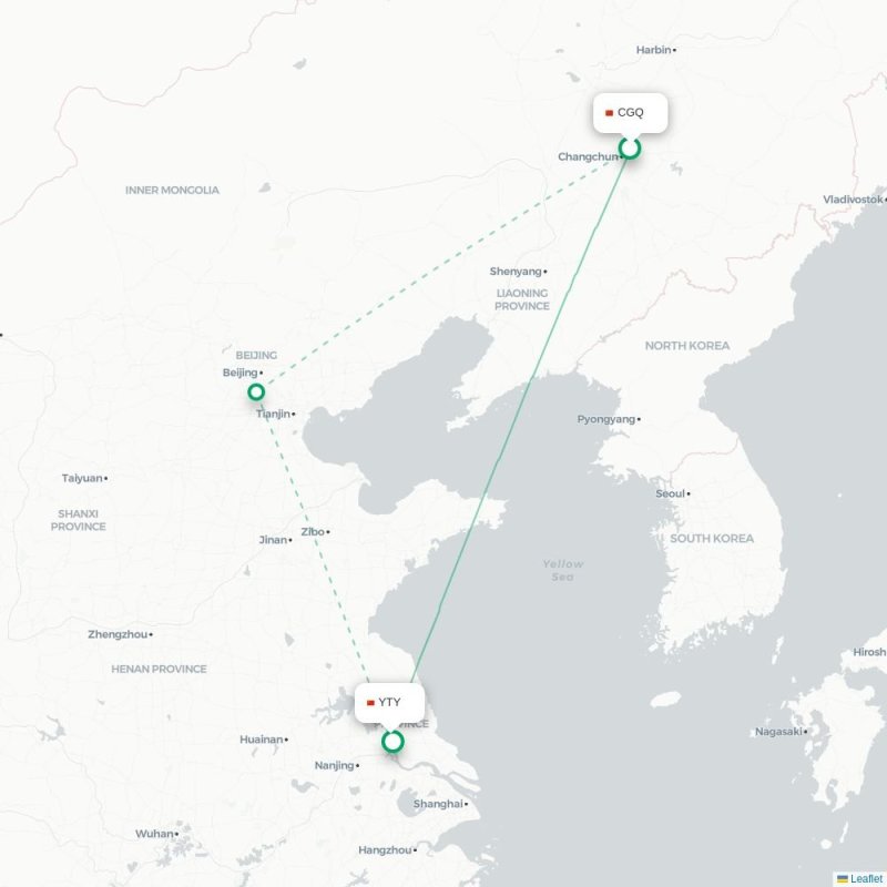 CGQ - YTY route map