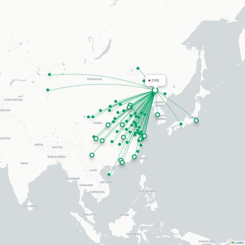 CGQ - PKX route map