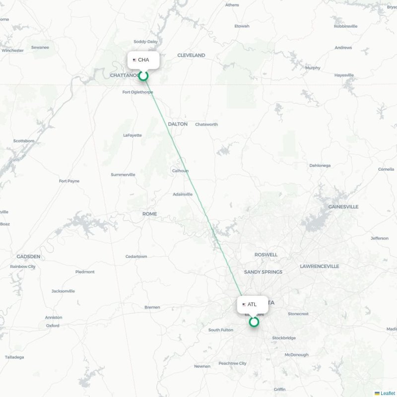 CHA - ATL route map