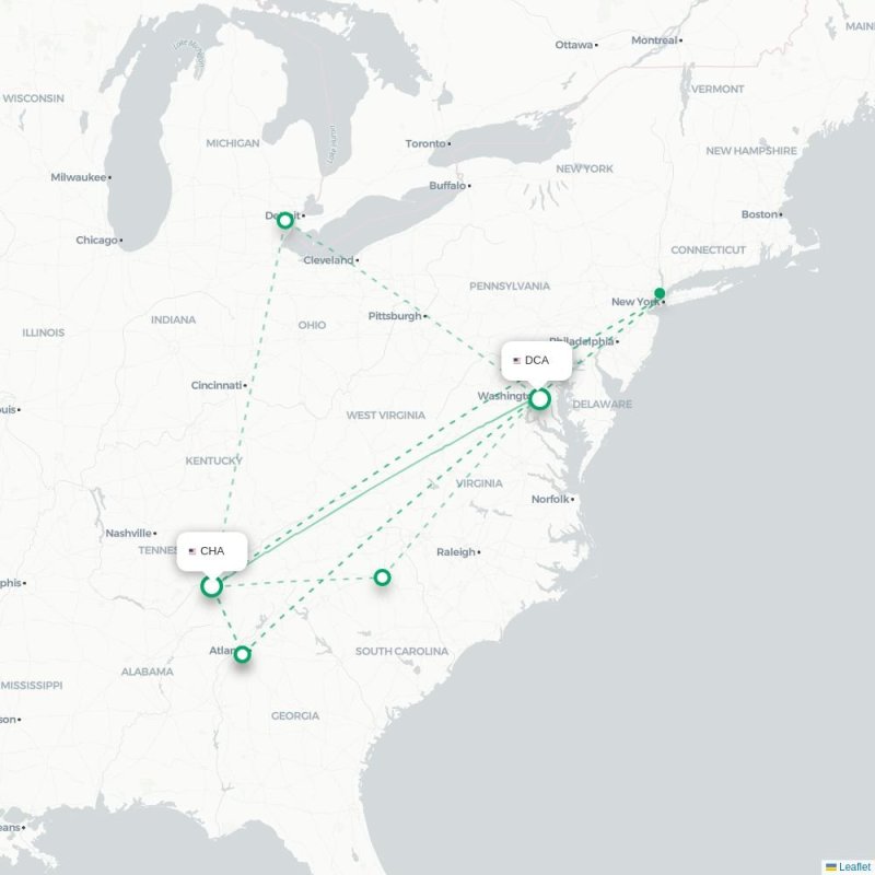 CHA - DCA route map