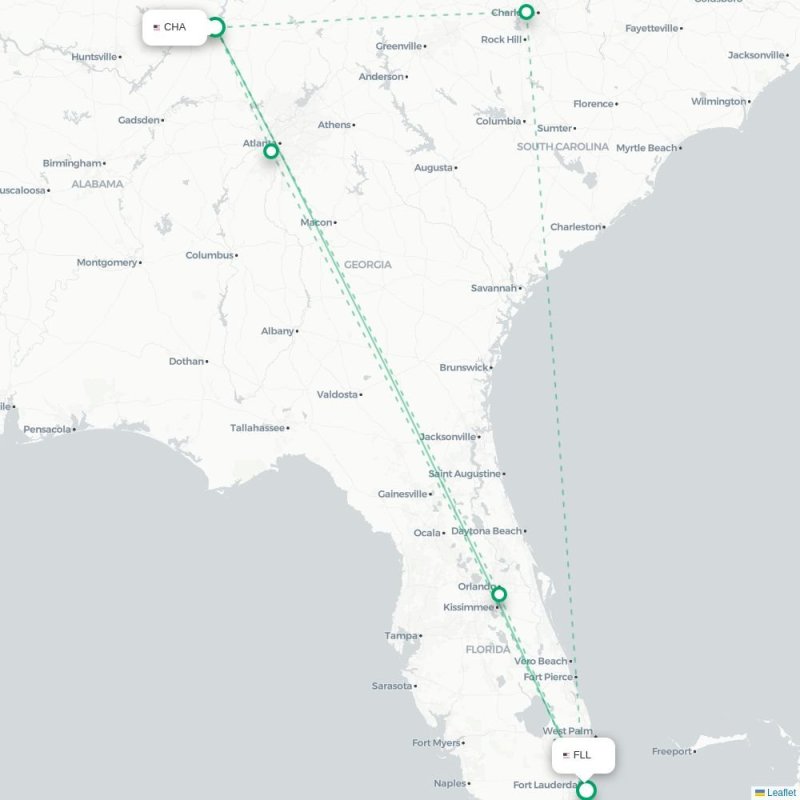 CHA - FLL route map