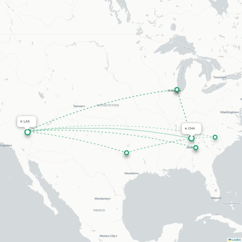 CHA - LAS route map