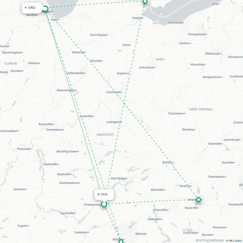 CHA - ORD route map
