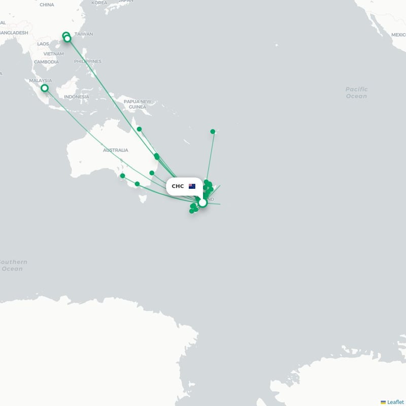 Route map Christchurch  CHC airport