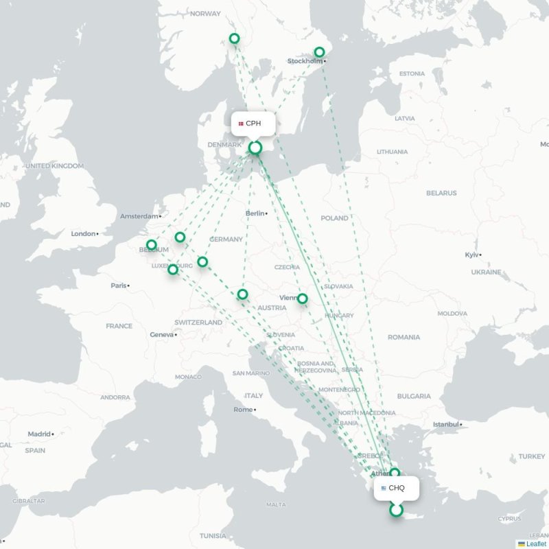 CHQ - CPH route map
