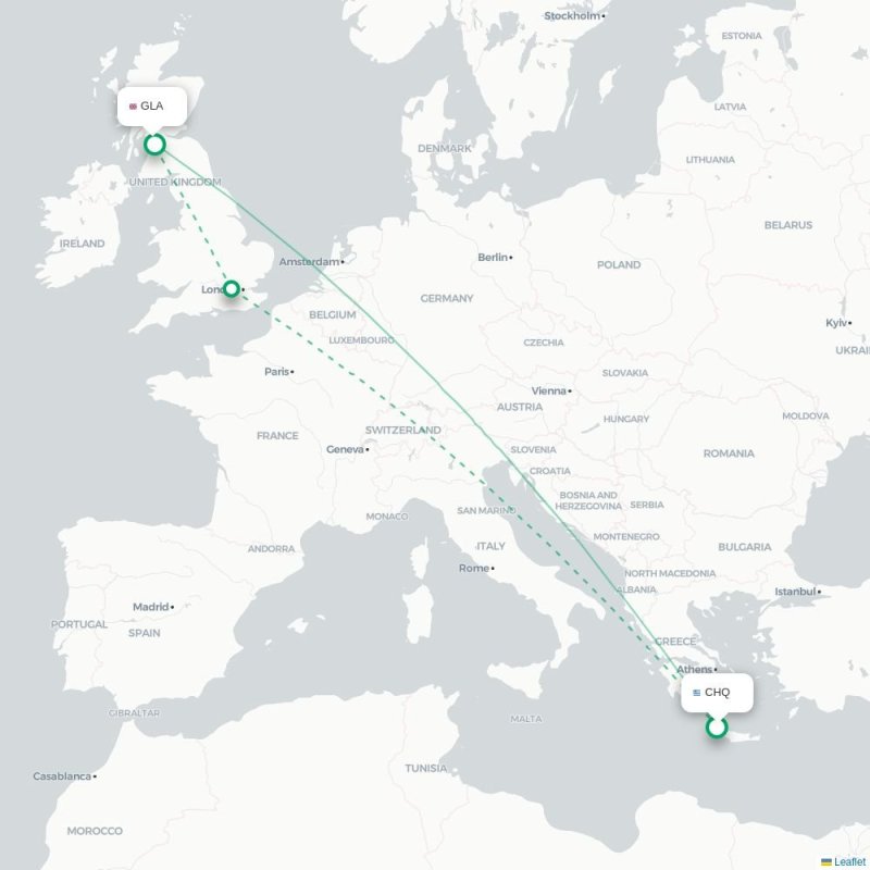 CHQ - GLA route map