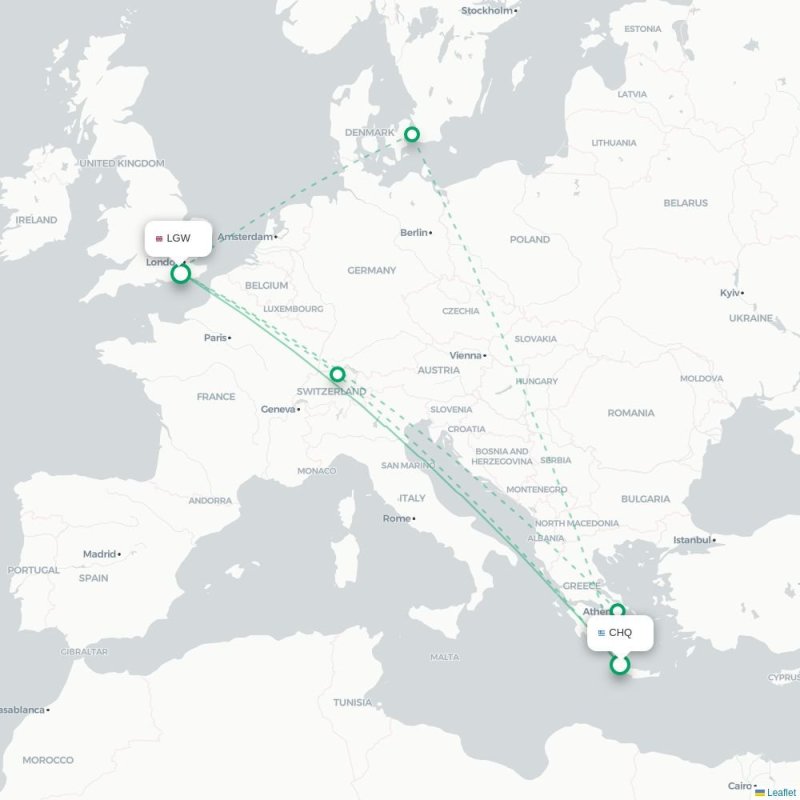CHQ - LGW route map