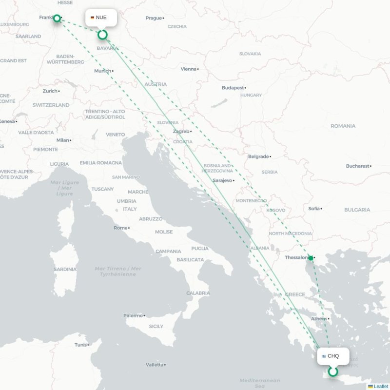 CHQ - NUE route map