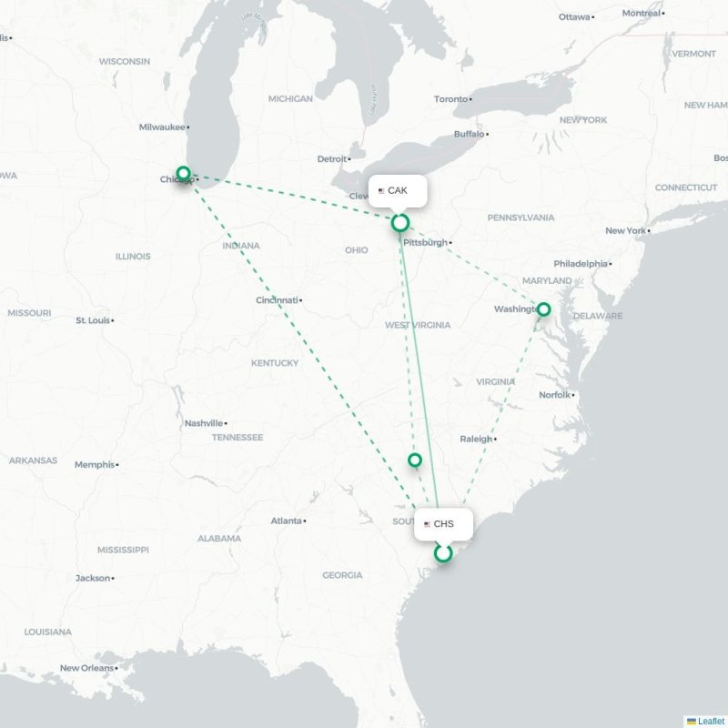 CHS - CAK route map