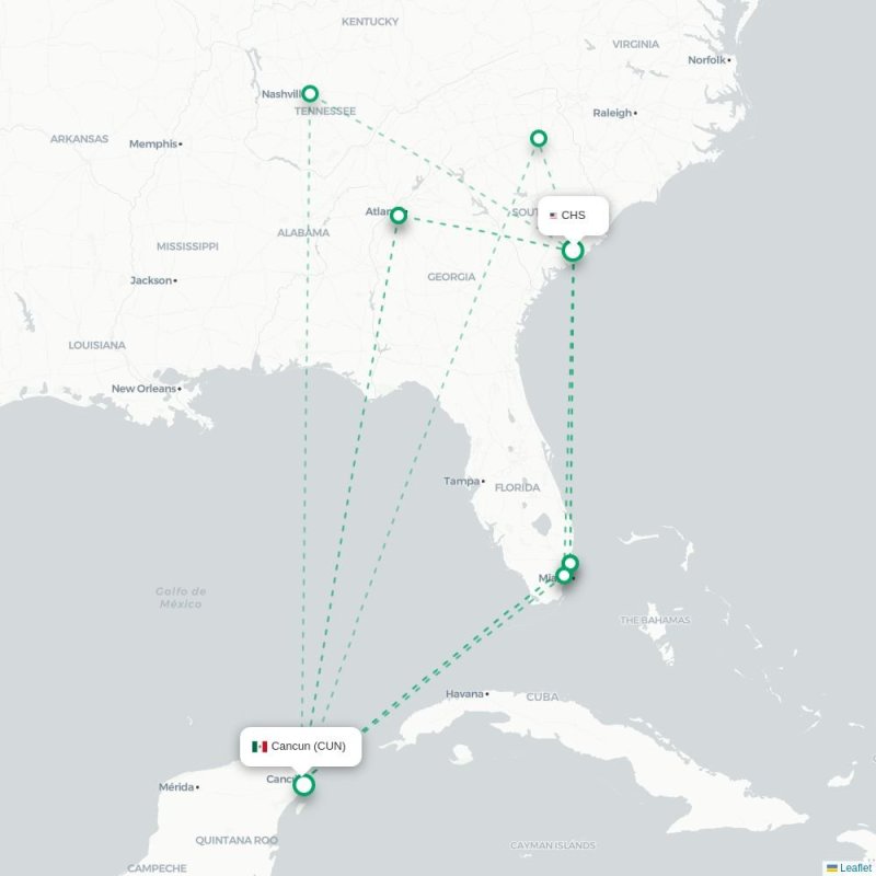 CHS - CUN route map