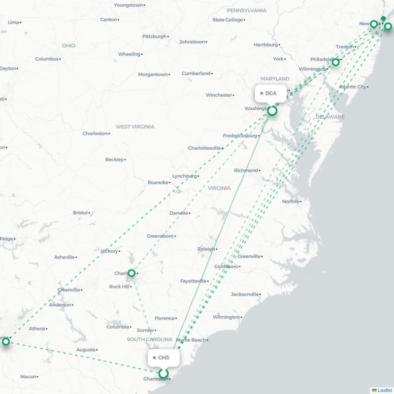 CHS - DCA route map