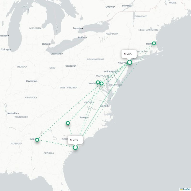 CHS - LGA route map