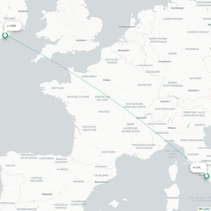 CIA - ORK route map