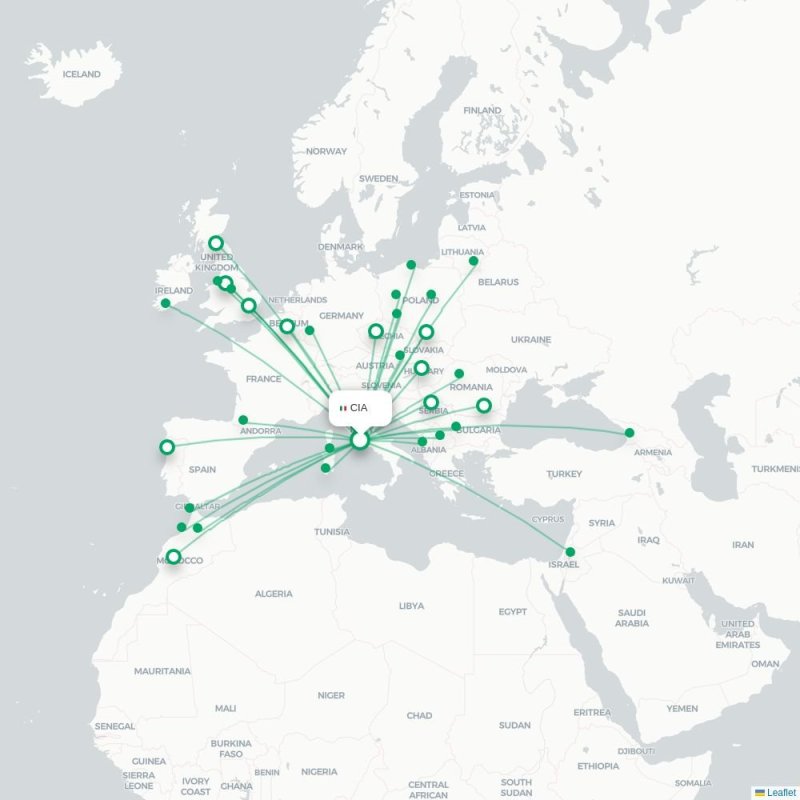 CIA - BHX route map
