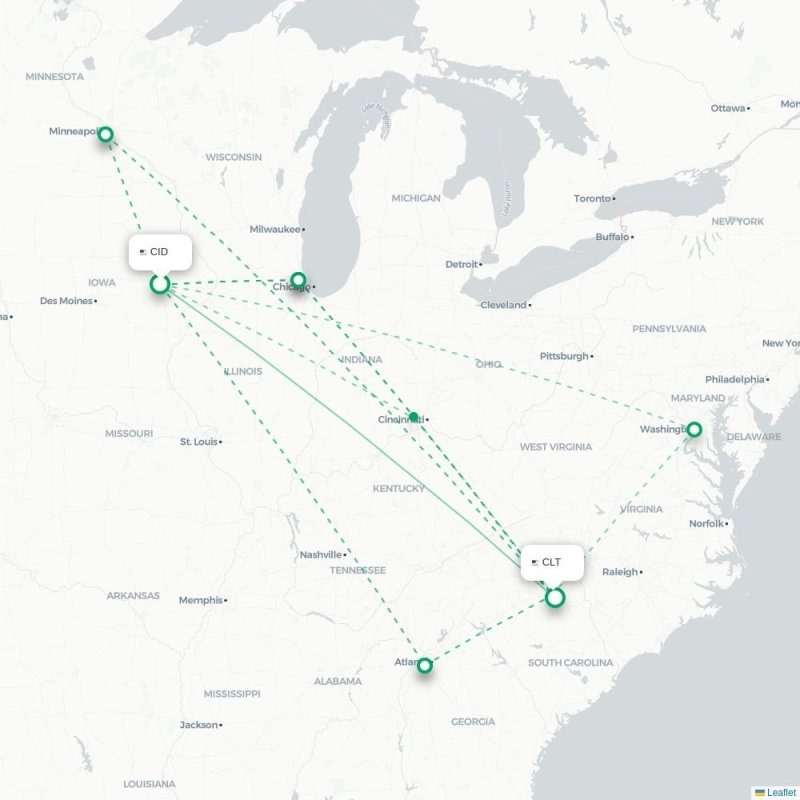 CID - CLT route map