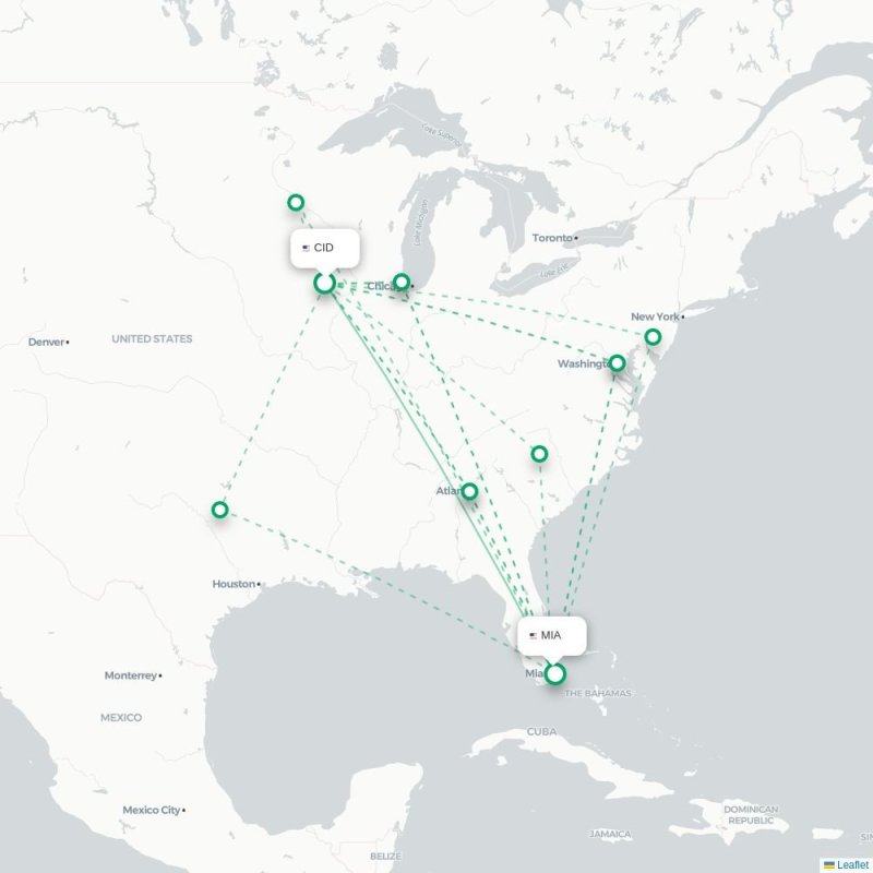 CID - MIA route map