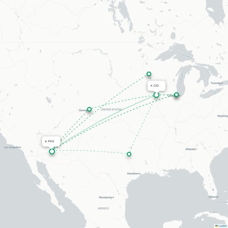 CID - PHX route map