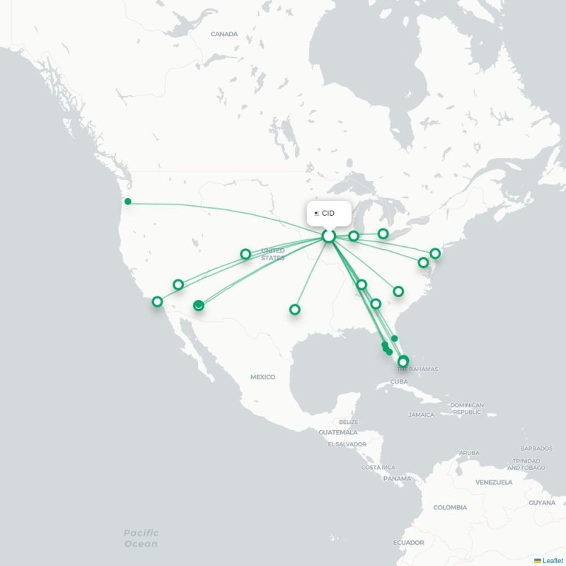 CID - PHL route map