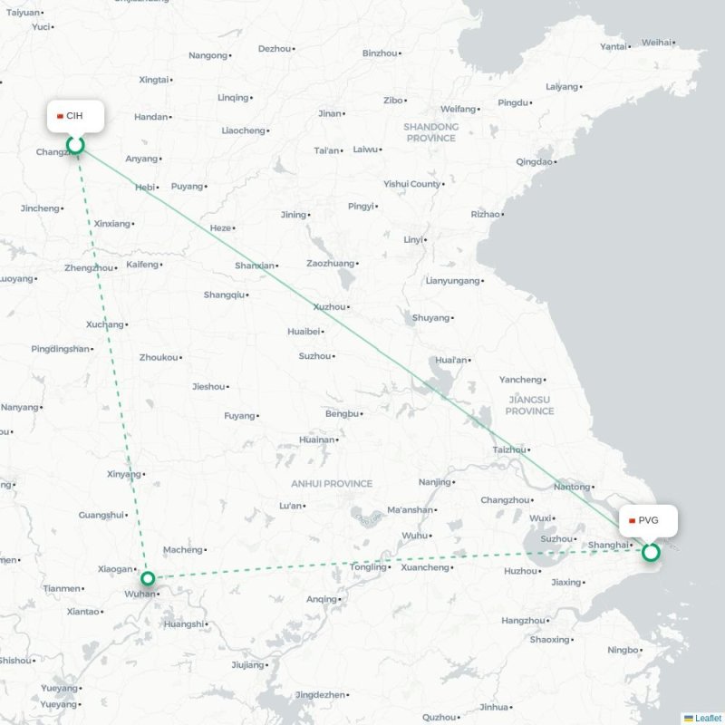 CIH - PVG route map