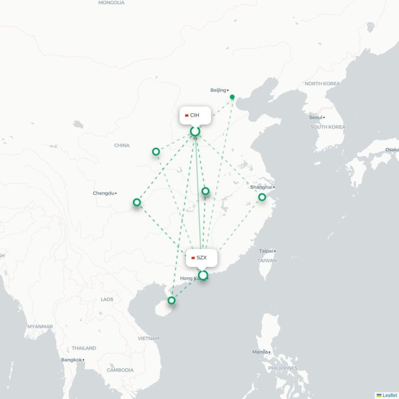 CIH - SZX route map