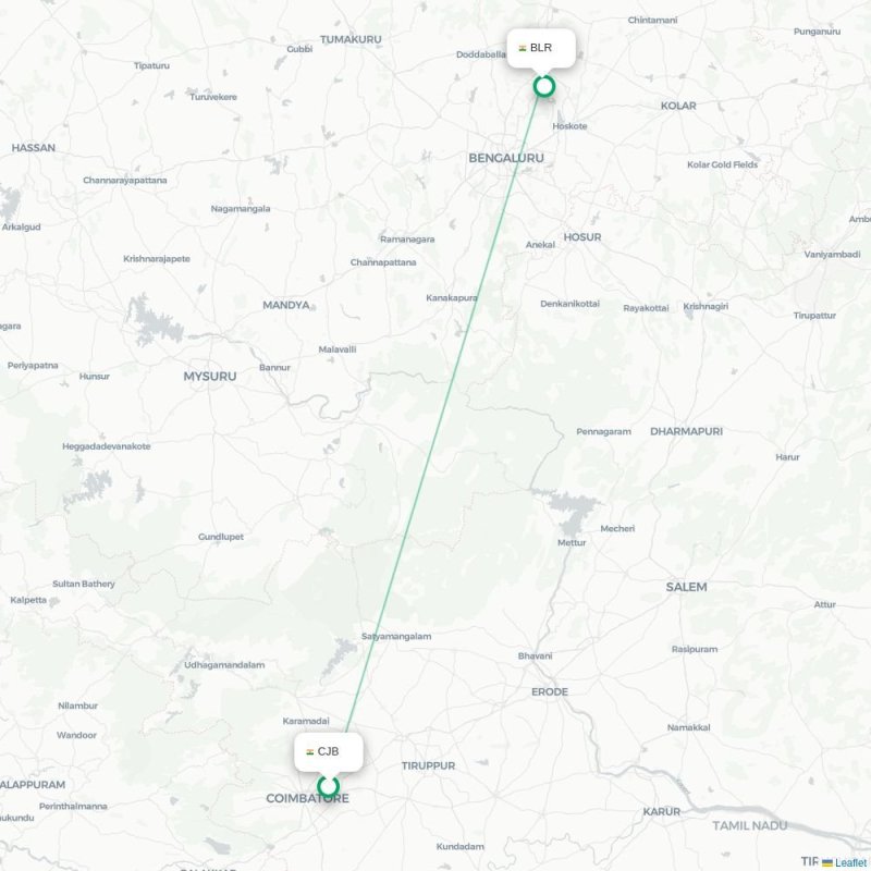 CJB - BLR route map