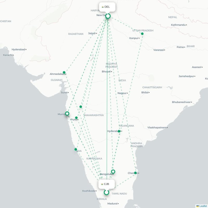 CJB - DEL route map