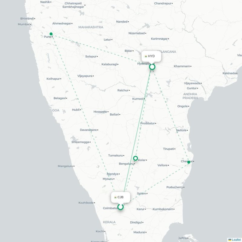 CJB - HYD route map