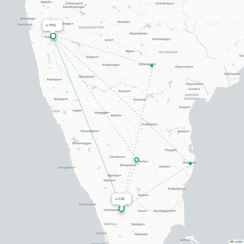 CJB - PNQ route map