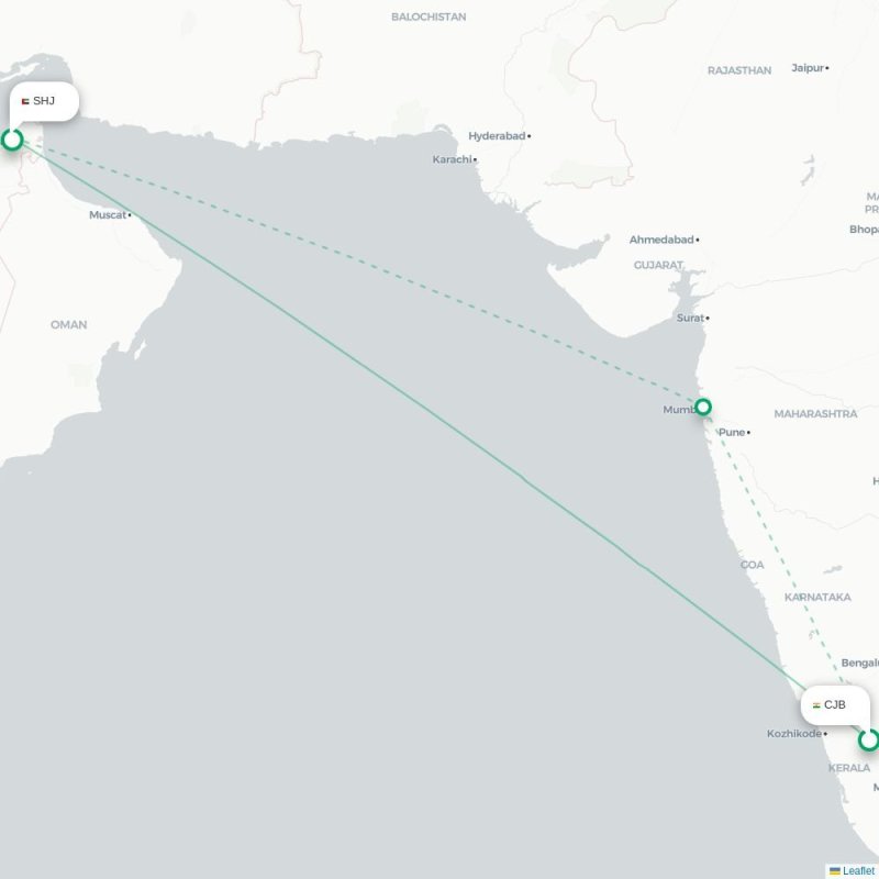 CJB - SHJ route map