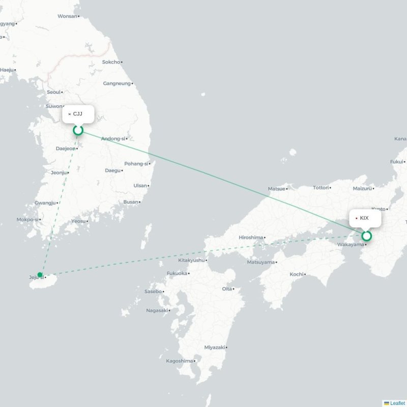 CJJ - KIX route map
