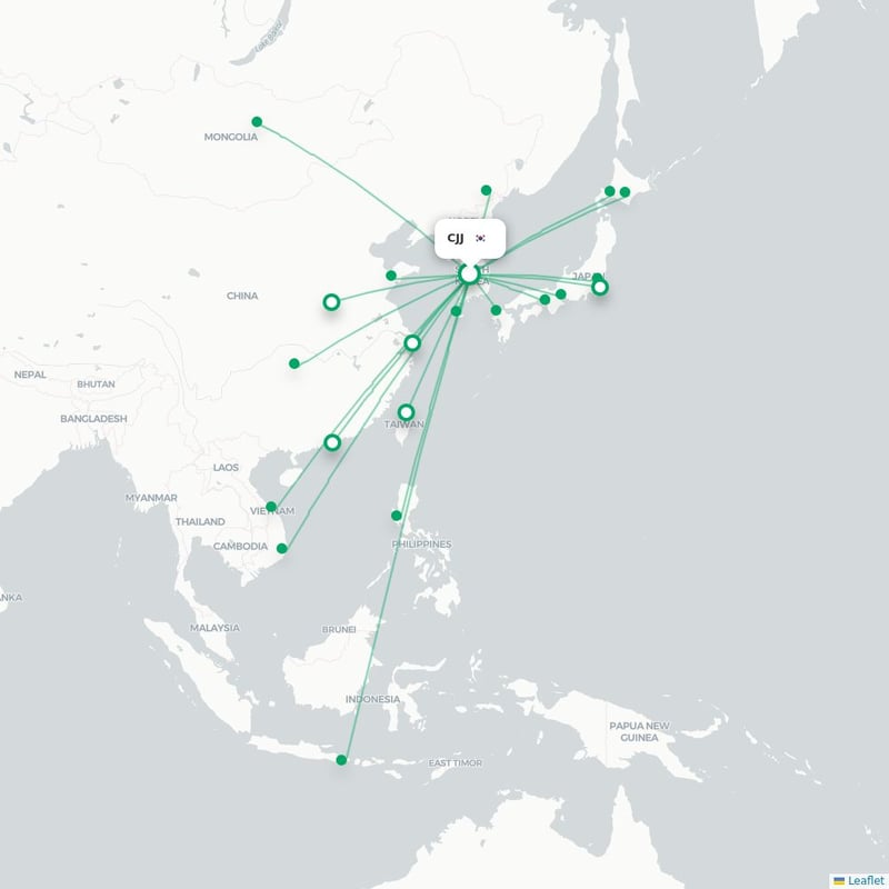 Route map Chongju  CJJ airport