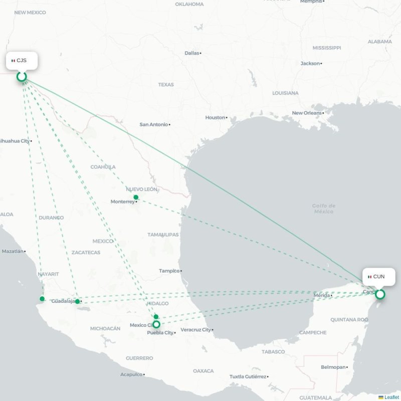 CJS - CUN route map
