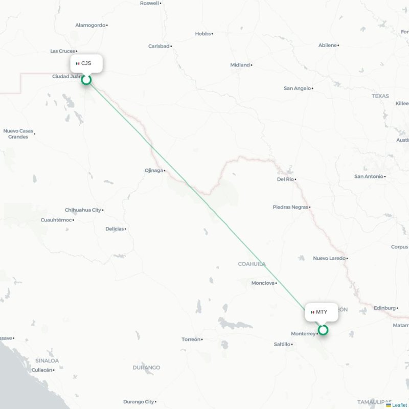 CJS - MTY route map