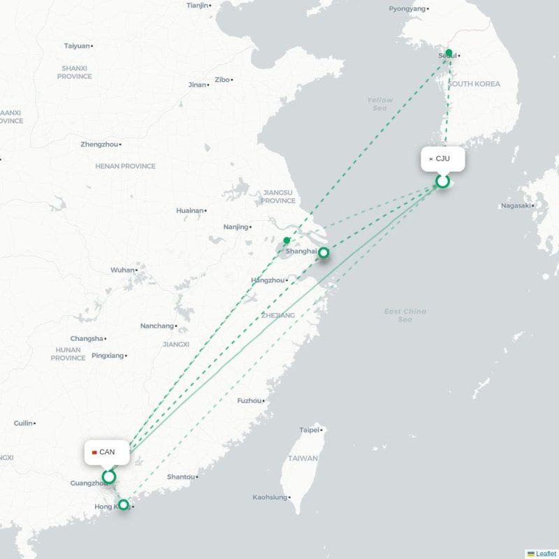 CJU - CAN route map