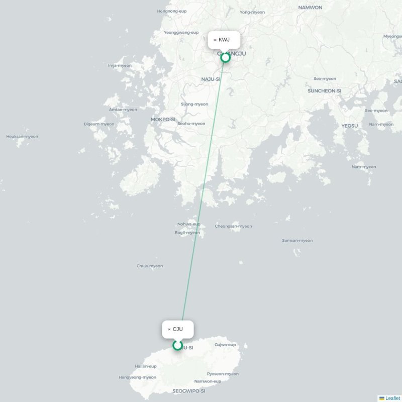 CJU - KWJ route map