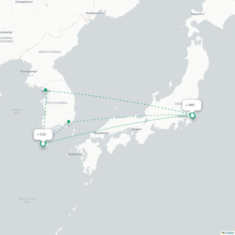 CJU - NRT route map
