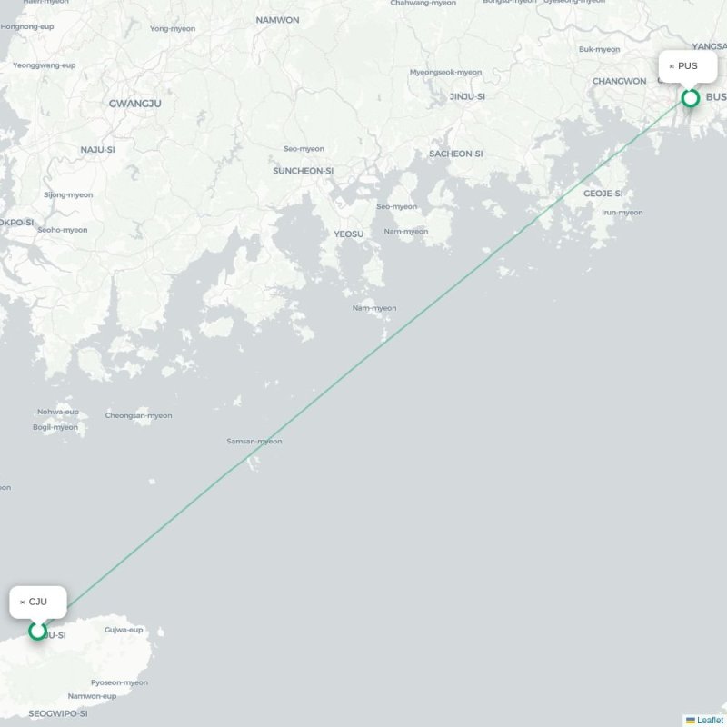 CJU - PUS route map