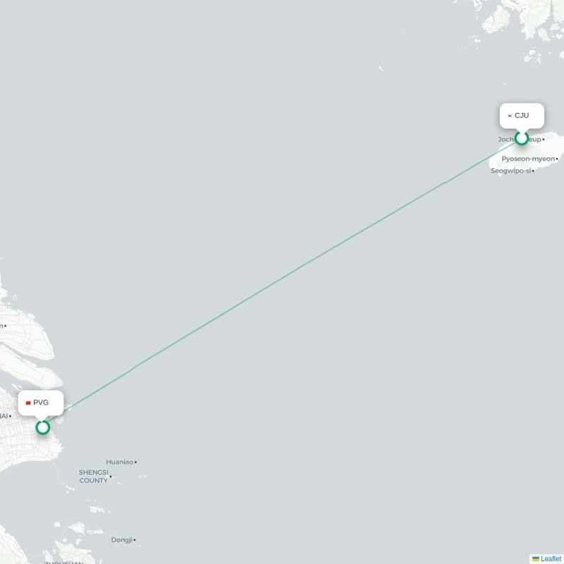 CJU - PVG route map