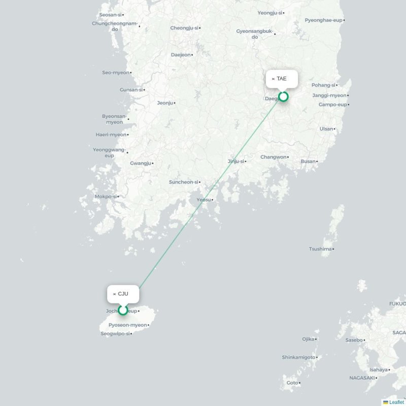 CJU - TAE route map