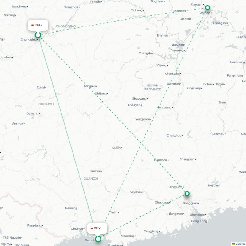 CKG - BHY route map