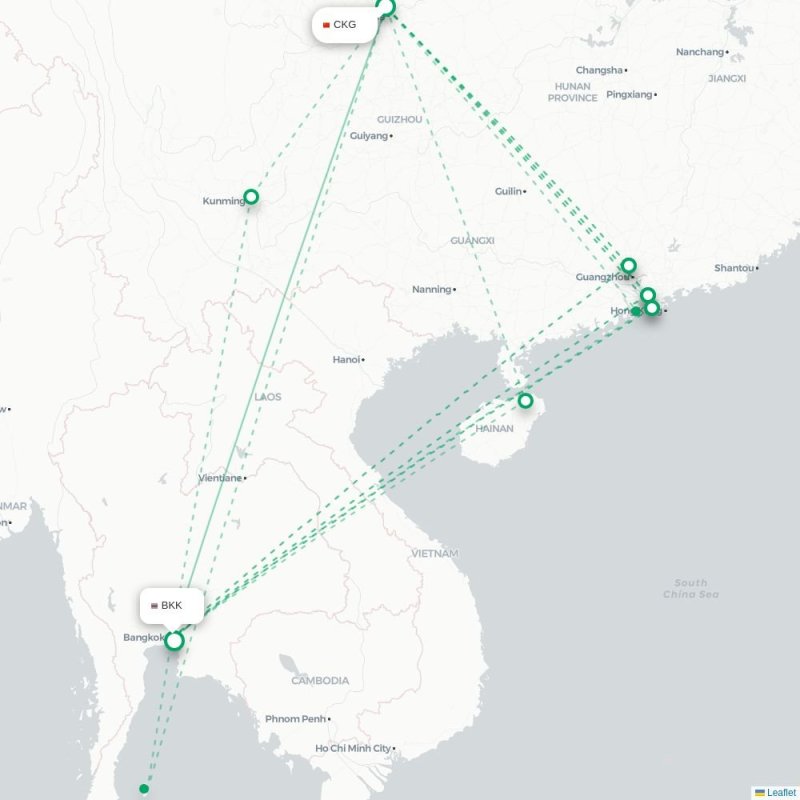 CKG - BKK route map