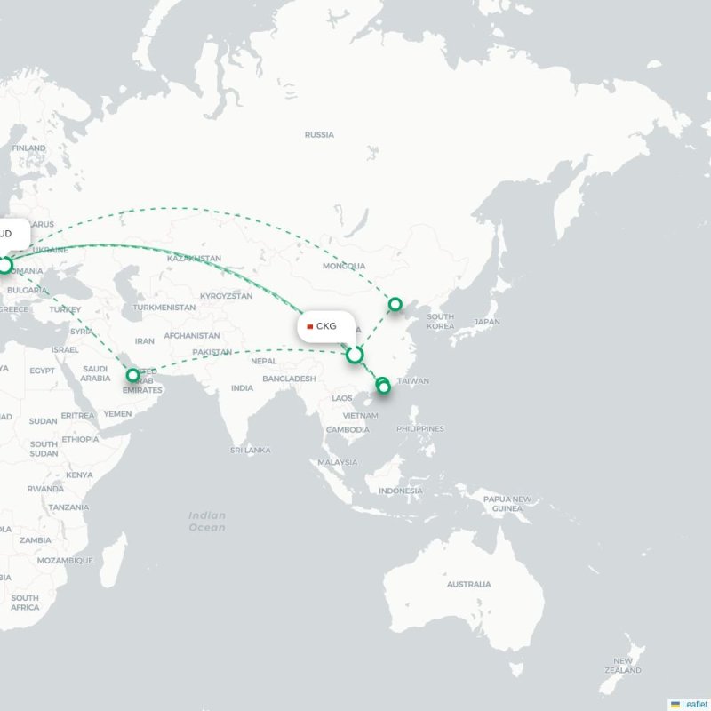 CKG - BUD route map