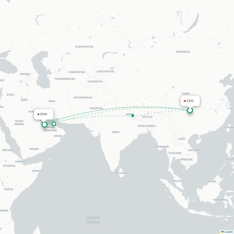 CKG - DOH route map