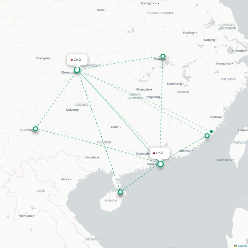 CKG - HKG route map