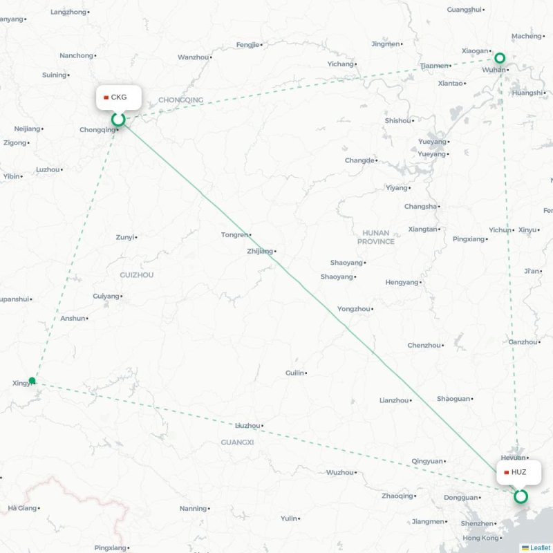 CKG - HUZ route map