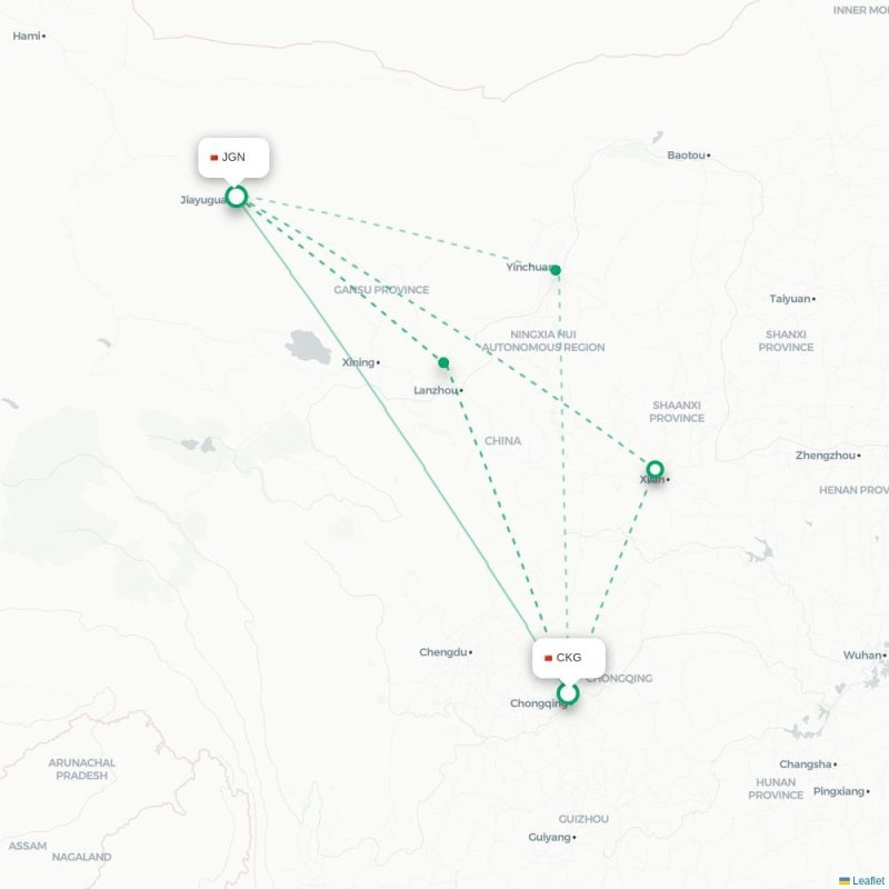 CKG - JGN route map