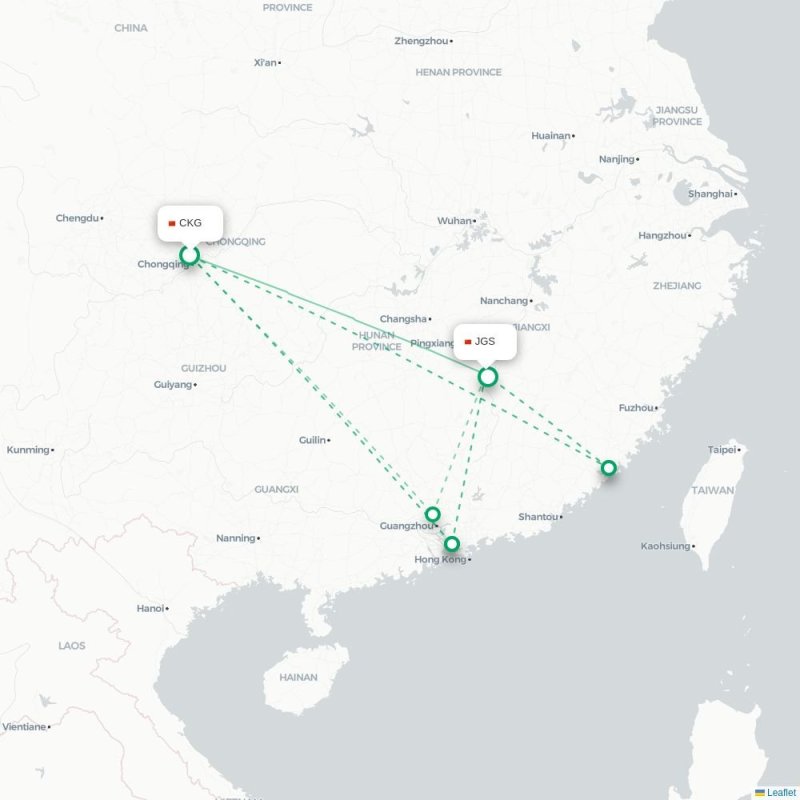 CKG - JGS route map